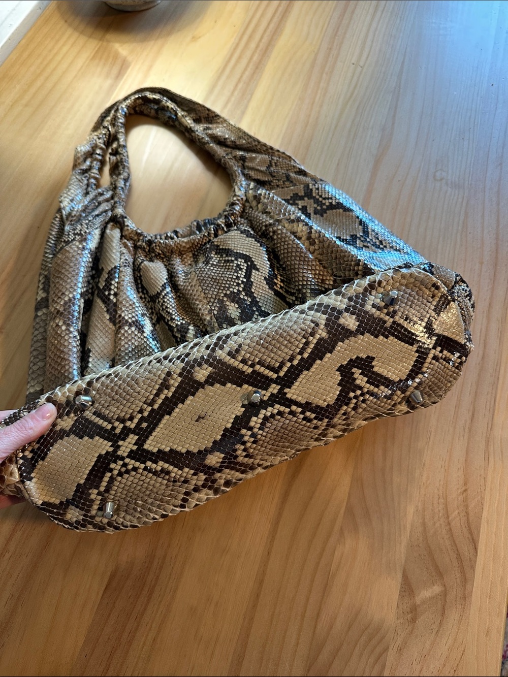 Authentic Python Shoulder Hobo Bag - Picture 2 of 7
